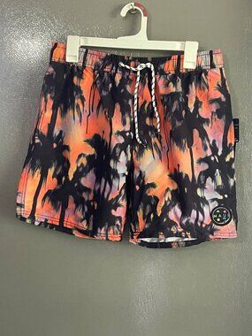 Men’s Sunset Palm Tree Swim Trunks M